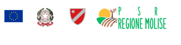 Loghi del Programma di Sviluppo Rurale Regione Molise, Unione Europea, Repubblica Italiana e Regione Molise.